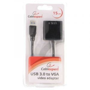 Adaptateur USB 3.0 D-Sub 15pin HD femelle USB A prise male 3D 0.15m - Noir