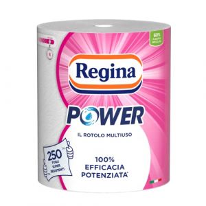 Regina Power, papier multi-usages, 250 feuilles à 2 couches, idéal pour le nettoyage de toutes les surfaces, emballage recyclable, papier 100% certifié FSC, 1 rouleau
