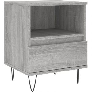 VidaXL Table de Chevet, Armoire de Nuit avec Tiroir et Compartiment, Table de Nuit avec Pieds, Meuble de Rangement Chambre, Moderne, Sonoma Gris Bois d&rsquo;Ing&eacute;nierie