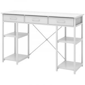 Vicco - Bureau Chino, Blanc, 120 x 40 cm avec 3 tiroirs