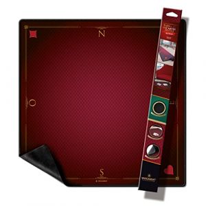 WOGAMAT Officiel - Tapis De Carte &Agrave; Jouer Luxe Rouge pour Rouge, Poker, Contr&eacute;e, Coinche 60 X 60 Cm&ndash; Neoprene Epais Antiderapant &ndash;Glisse des Cartes Parfaite Tout Type De Jeu