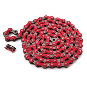 KHE Bikes BMX Chaîne Fixie 112 maillons gauche 1/2" x 1/8", seulement 385 g, avec chaîne antivol I4 - nombreuses couleurs, rouge