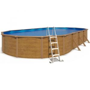 Trigano Piscine hors sol acier ovale 10,05 x 5,50 x 1,20 m aspect bois canyon