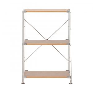 &Eacute;tag&egrave;re en acier inoxydable plaqu&eacute;e ch&ecirc;ne &eacute;troite ‐ 3 niveaux (Dont Eco‐part. 1,80 &euro;)