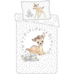 Jerry Fabrics Parure de lit Bébé Bambi Stars, Disney, Housse de Couette 100x135 cm + Taie d'oreiller 40x60 cm, 100% Coton