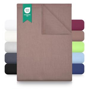 GREEN MARK Textilien Drap Plat de lit Classique | Drap de lit | Drap | Drap de Maison | Drap 100% Coton sans &eacute;lastique Nombreuses Tailles et Couleurs Taille: 150x250 cm, Sable Beige