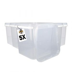 Fixedbyu - 5x Seau en plastique avec couvercle, pp, carré, transparent 5,4 l