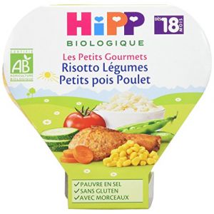 Image de HiPP 6 pack de Risotto L&eacute;gumes Petits Pois Poulet assiette 260g