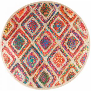 VidaXL Tapis Lavable Antidérapant, Moquette de Sol, Carpette de Chambre à Coucher Salon Salle de Séjour, Moderne, Multicolore Ø 120 cm
