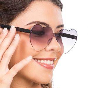 Ruedelafete Lunettes Coeur plastique verres fum&eacute;s, Noir