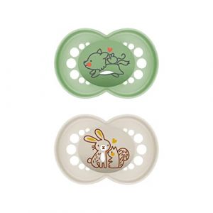 Mam Sucette Original Pure silicone 6-16 mois, loup/lapin, lot de 2