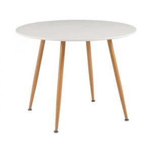 M&S Table à manger ronde style scandinave 100x100x75 cm blanc - scandi