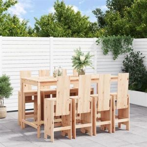 VidaXL Ensemble de bar de jardin 9 pcs Bois de pin massif, ensemble de pub, ensemble de bar de patio, ensemble de table de 3157787