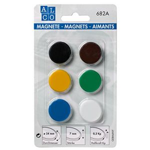 Alco de Albert 682 A26 Lot de 6 aimants ronds, couleurs mélangées