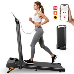 2 en 1 Tapis de Marche Tapis Course FT52 Avec APP,Inclin&eacute; 0-6%,1-12 km/h,2,5 CV,120 kg,Avec Bluetooth et t&eacute;l&eacute;commande sans fil