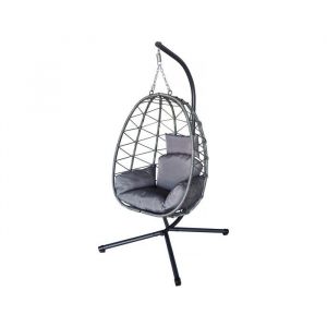 Habitat et Jardin Fauteuil oeuf suspendu en rotin "Cosi" - 99 x 92 x 194 cm - Gris