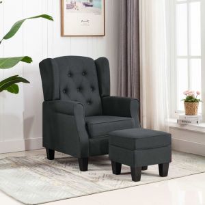VidaXL Fauteuil avec repose-pied Gris fonc? Tissu