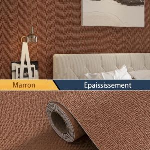 Ideko Papier Peint 3D effet tissu Marron adh&eacute;sif auto collant &eacute;paississement 60CM x 2.8M en rouleau Style jardin doux 1.68m2