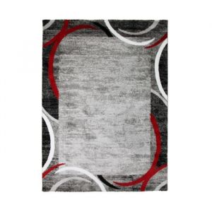 Image de SUBWAY ENCADRE Tapis de salon contemporain en polypropylène 240 x 340 cm Rouge