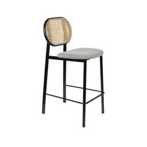 Image de Zuiver SPIKE - Tabouret de bar en tissu et cannage 65cm - Gris clair