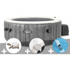 Image de Intex Kit spa gonflable PureSpa Baltik rond Bulles 4 places + Kit d'entretien + Porte-verre + Aspirateur