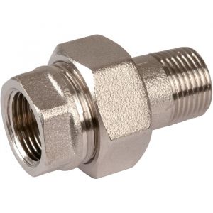 Thermador Raccord union laiton nickelé droit à visser - M 3/8' - F 3/8' - Comisa