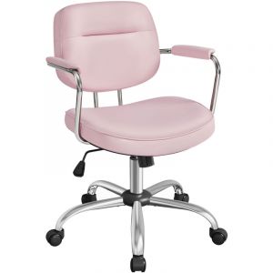 Image de Songmics Chaise de bureau pivotante m&eacute;canisme &agrave; bascule hauteur r&eacute;glable rose