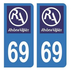 HADEXIA Autocollant Stickers Plaque d'immatriculation Voiture Auto département 69 Rhône Logo Ancienne Région Rhône Alpes