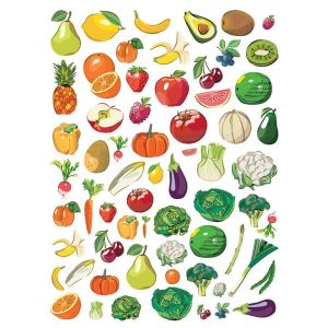 Gommettes - Fruits - Légumes - Aliments - Nourriture - 126 pièces