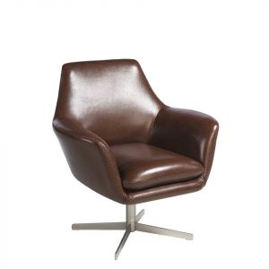 Fauteuil pivotant cuir brun acier gris