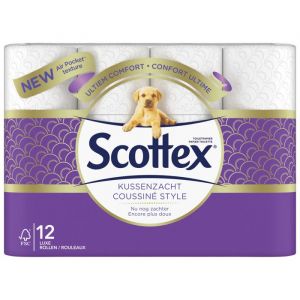 Scottex Papier hygi&eacute;nique Cushion Soft 12 rouleaux - 3 couches de luxe avec Air Pocket Technology