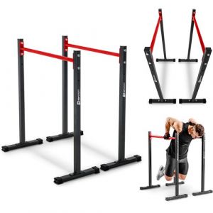 Hop-Sport Barres de Dips avec Gants d'Entraînement HS-1001K, Barres Parallèles Musculation pour Entraînements au Poids de Corps, Réglables à Deux Hauteurs (86 cm - 96 cm) et Durables jusqu'à 140 kg