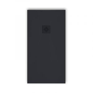 Stano Receveur de douche 100 x 140 cm extra plat PURE en r&eacute;sine surface ardois&eacute;e anthracite Grille anthracite
