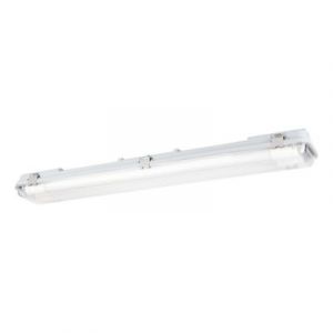 Image de Eglo Plafonnier Tube-E, r&eacute;glette &eacute;tanche pour garage atelier cave, &eacute;clairage pour pi&egrave;ces humides, lampe tube 67,5 cm, plastique gris, 2 douilles G13, IP65