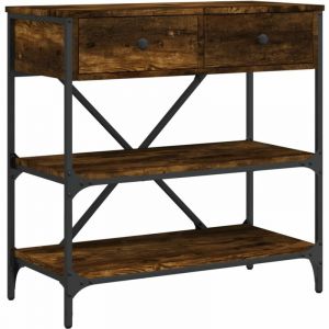 VidaXL Table Console, Bout de Canapé avec Tiroirs et Étagères, Meuble de Rangement Entrée Salon Couloir, Moderne, Chêne Fumé Bois d'Ingénierie