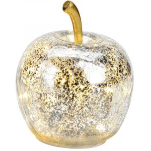 Lampe Pomme lumineuse 10 Led Argent 11 x 12 x 11 cm