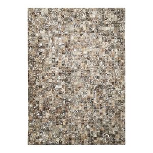 The Deco Factory Tapis patchwork de cuirs avec éclats argentés marron 160x230