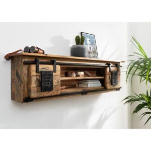 Tagère murale 130x25 Manguier laqué Gris railway 257 - gris