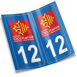 2 autocollants stickers plaque immatriculation voiture départements France