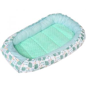 Medi Partners Reducteur de lit Bébé Cocon 100x60x15cm 100% Coton Baby Nest Nouveau-né Nid de Bébés Oreiller Couverture Insert Amovible (Hérissons à la Menthe Minky)