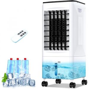 Climatiseur Mobile, 3 en 1 Rafraichisseur d'air Silencieux avec 5.5L Large Réservoir d'eau, 3 Vitesses, 7H Minuteries