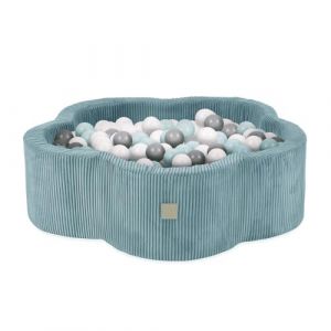Piscine à Balles pour Bébé Enfants MISIOO Fleur Velours Côtelé Bleu 95x30 cm 200 Balles: Menthe/Argent/Blanc Perle