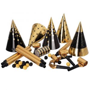 Ruedelafete Kit cotillons - Or et Noir - Sachet 5 personnes