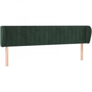 VidaXL Tête de lit avec oreilles Vert foncé 203x23x78/88 cm Velours - Dark green