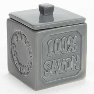 Image de Pot à Coton Céramique" 100% Savon" Gris Prix
