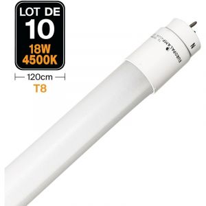 Europalamp Lot de 10 Tubes Neon LED 18W 120cm T8 Blanc Neutre 4500k Gamme Pro