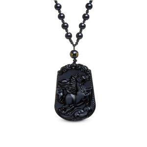 Collier "Grace du Cheval" en Obsidienne Noire