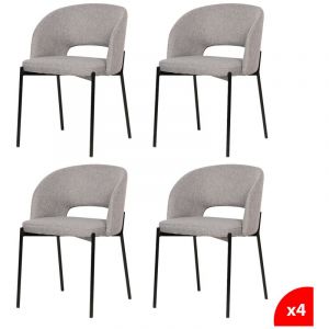 Lot de 4 chaises de salle à manger tissus gris - pieds en métal noir - KRISTEN