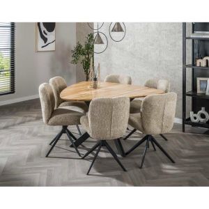 Lisa Design - Makana - table à manger - bois massif d'acacia et métal - 6 personnes