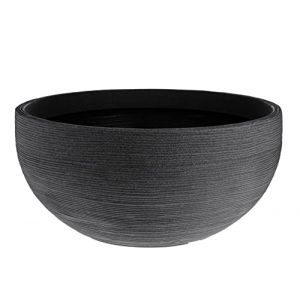 Jardinière xxl ø 58 cm avec rainures - hauteur 28 cm - couleur : anthracite